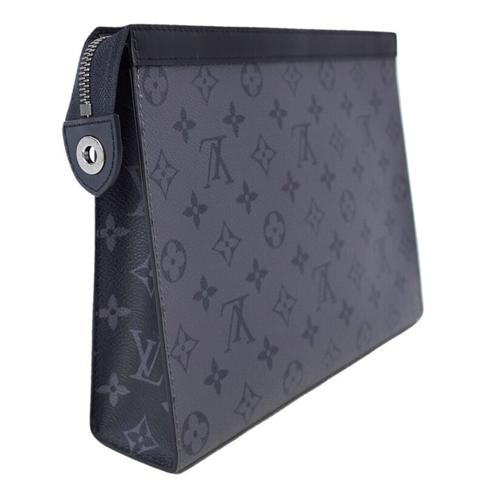 Louis Vuitton Voyage Reverse Black Clutch Bag Pochette Eclipse Monogram